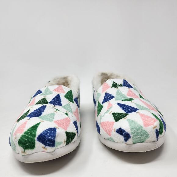TOMS X Paper Source Flats W0men 5.5Colorful Trees Espadrilles with faux fur edge - Picture 4 of 9